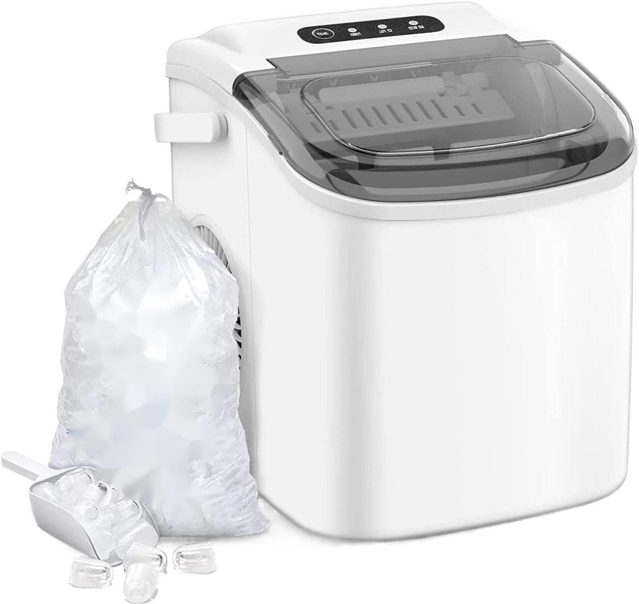 Portable ice maker Machine with Self-ing, 26.5lbs/24Hrs, 6 Mins/9 Pcs Bullet Ice, Ice Scoop and Basket, mini ice maker countertop ice maker nugget ice (Color : Black)