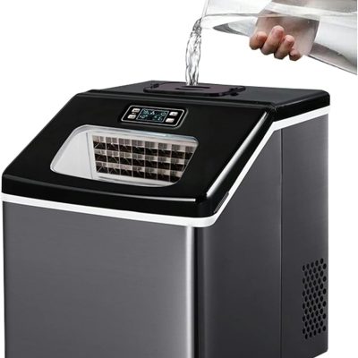 Ice Cube Makers, Ice Makers Countertop 120W, 55LB/24H Ice Making, 2.9LB Ice Storage, One-Button ing + Smart LCD Screen, Portable Ice Maker Machine, for Kitchen, Milk Tea Shop, Restaurant,Faucet