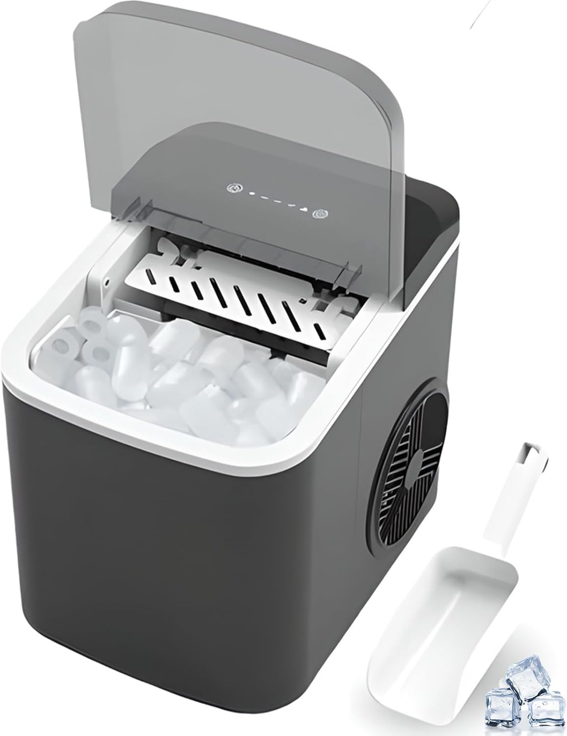 Ice Maker Machine Counter Top for Home, 1.3l Portable Self-ing Ice Cube Maker with 12kg/26lb In 24h, 2 Bullet Ice Sizes, Ice Ready In 6 Mins, Nugget Ice Maker for Kitchen