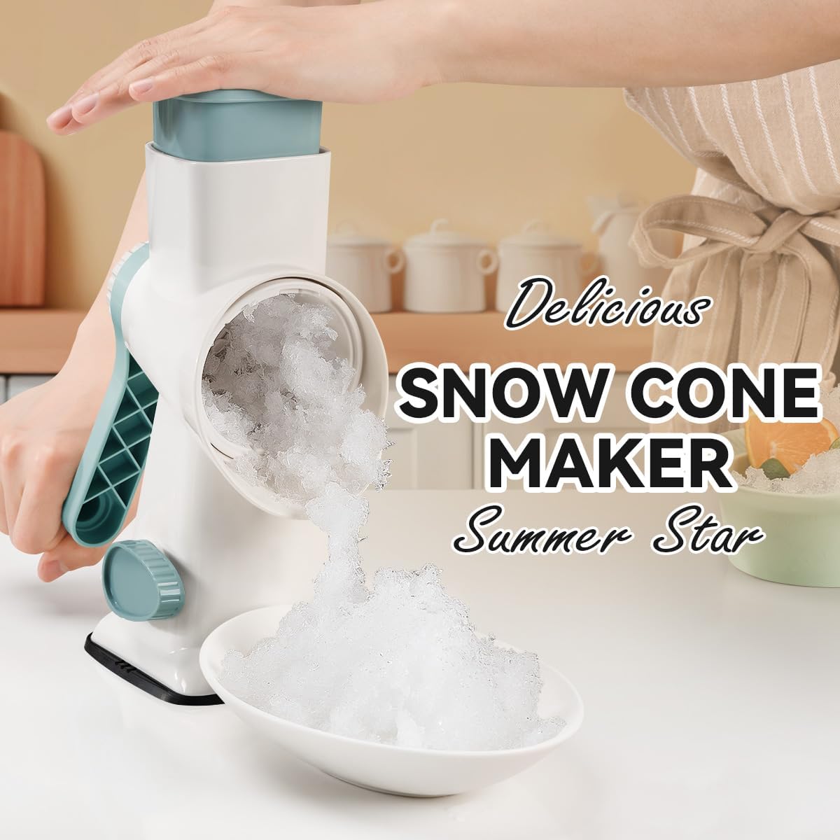 Rotary Ice Shaver with Handle Manual Hand Crank Snow Cone Maker Machine Qucik Shaved Ice Maker with Suction Feet, All Ice Cubes Fitted.Premium Portable Ice Crusher and Shaved Ice Machine. - Image 2