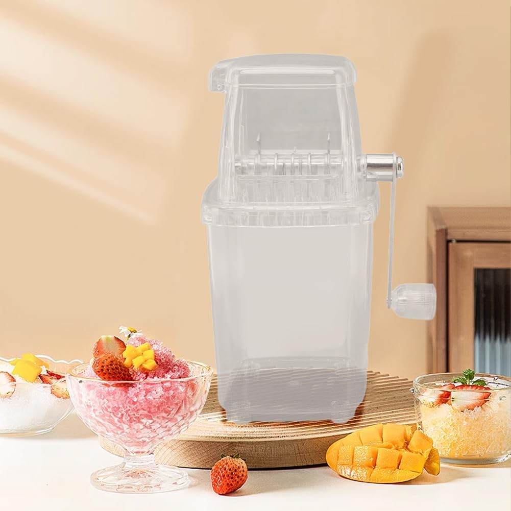 Ice Crushers for Home Use, Ice Crusher Machine, Manual Ice Crusher Portable Chopper Transparent Stainless Steel Breaker Making Drinks Machine for Fast Coarse Shaved Fine Chips Ho Transparent - Image 2