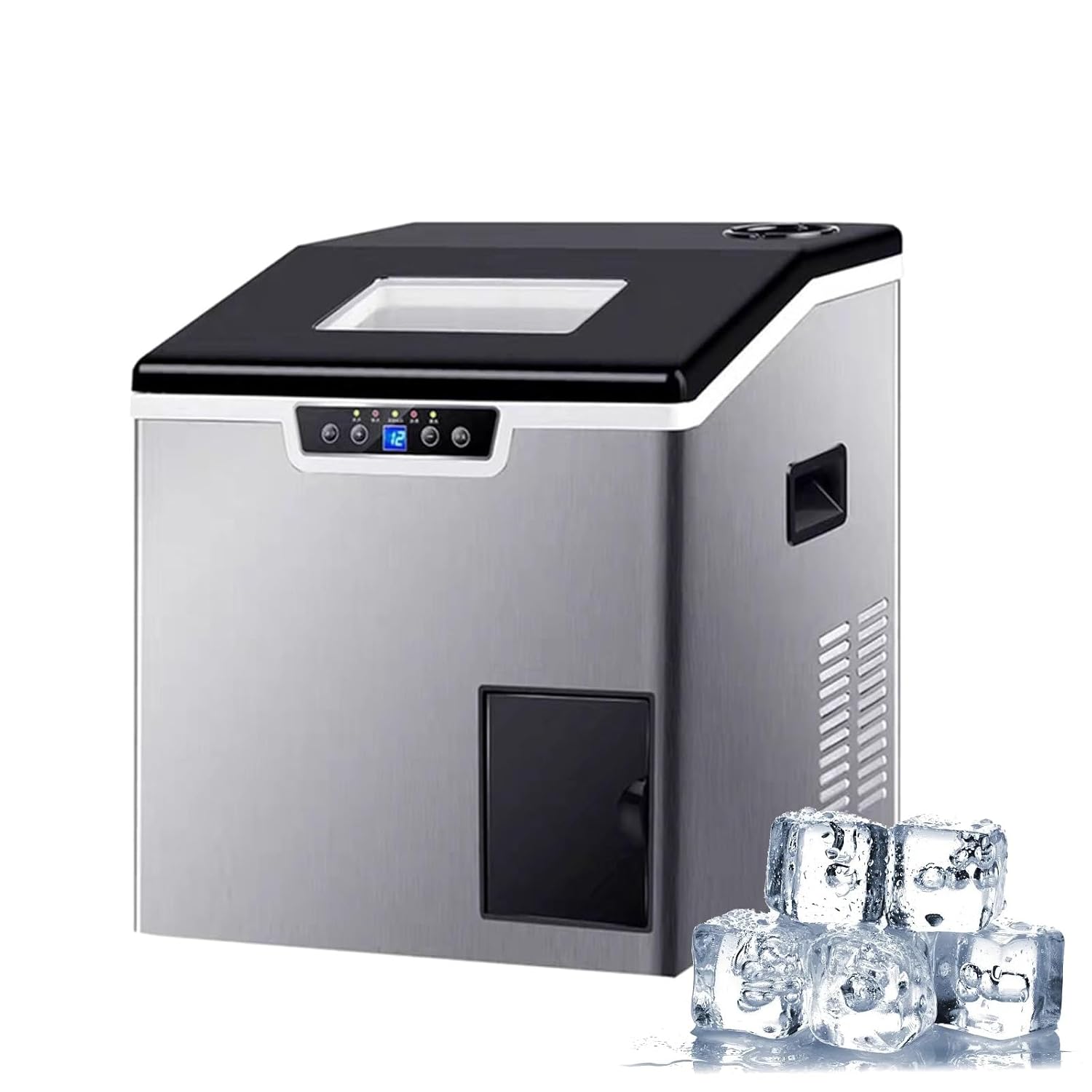 2 In 1 Countertop Ice Maker, 1.8L Fully Automatic Ice Making and Crushing Machine with LCD Screen and Scoop, Self ing, One Click Operation, for Home Commercial Bar Camping RV