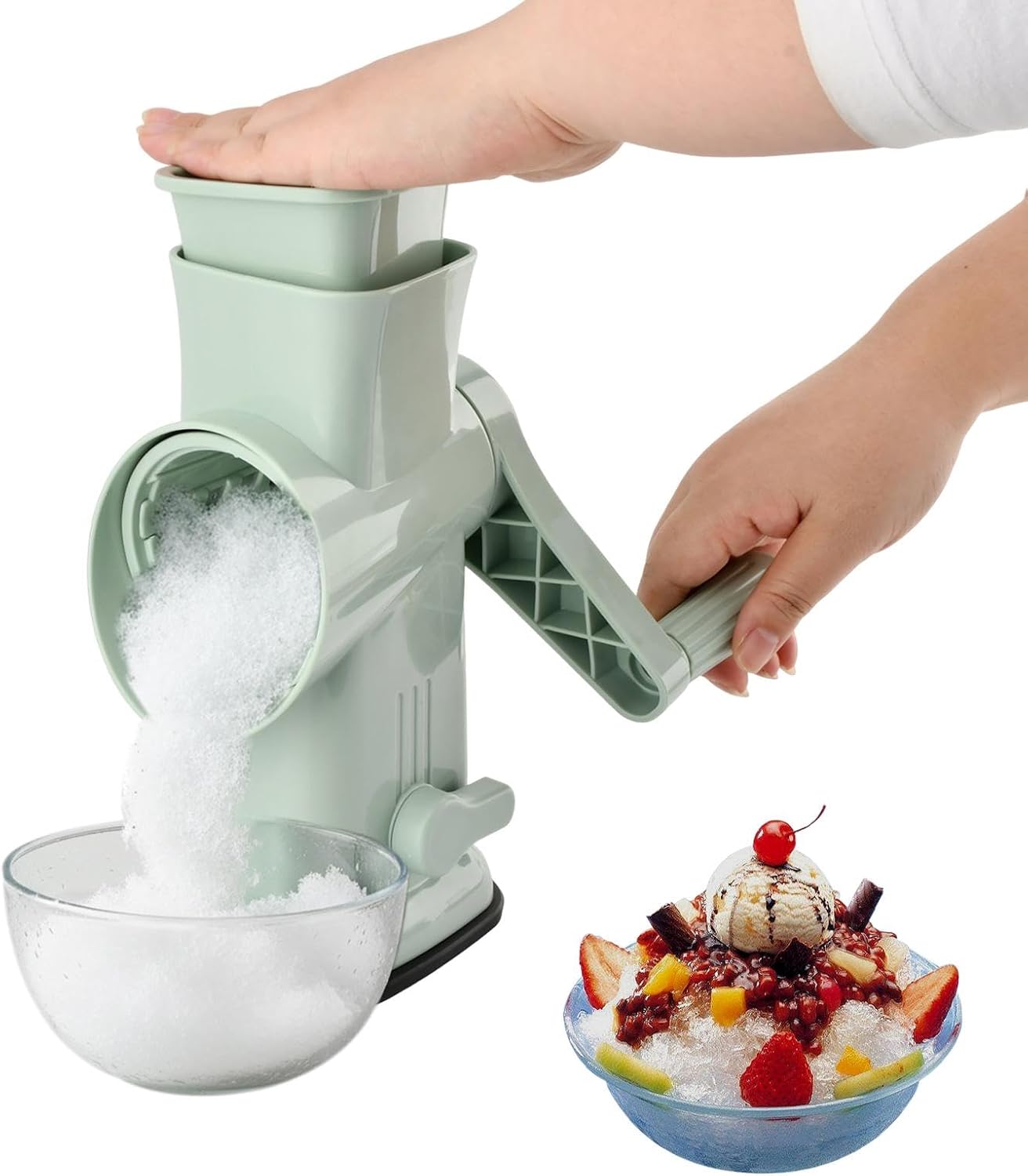 Home Use Rotary Ice Shaver with Handle Manual Hand Crank Snow Cone Maker Machine Qucik Shaved Ice Maker with Suction Feet, Premium Portable IceCrusher and Shaved IceMachine