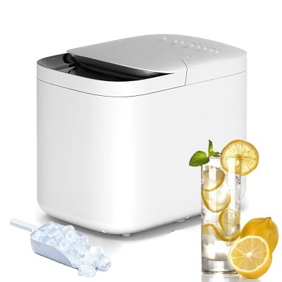 Countertop Ice Maker, Portable Ice Maker Machine, Nugget Ice Maker Countertop, Self-ing Ice Machine, Makes 9 Ice Cubes In 6 Mins, Produces 15kg/24h, Includes Scoop And Basket For Parties