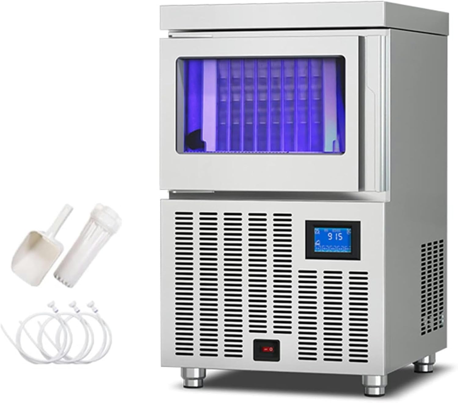Ice Cube Makers, Commercial Ice Maker Machine, Crescent Shaped Ice Cubes with 66LBS Storage Bin - Touch Screen And Self-ing, Freestanding Ice Making for Home Kitchen Bar Office,150LBS/24hr 80 Ice