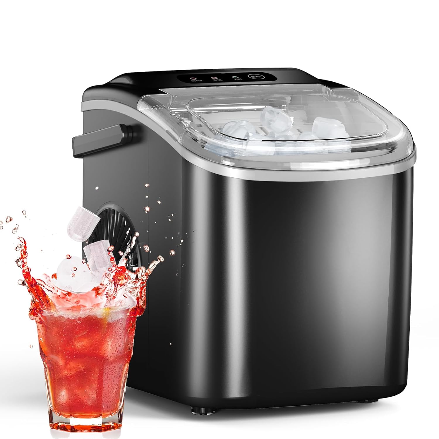 Ice Maker Countertop, Efficient Easy Carry Ice Machine, Self-ing Ice Maker with Ice Scoop & Basket, 9pcs/ 8mins 26.6Lbs Per Day for Home/Office/Kitchen,Black