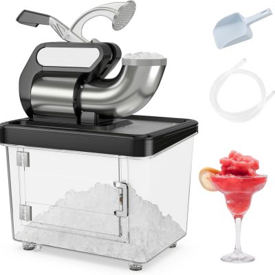 Electric Ice Crusher, 660 LBS/H Snow Cone Machine with Dual Blades, 300W ETL Approved Shaved Ice Machine for Home Parties, Restaurants and Bars (Black)