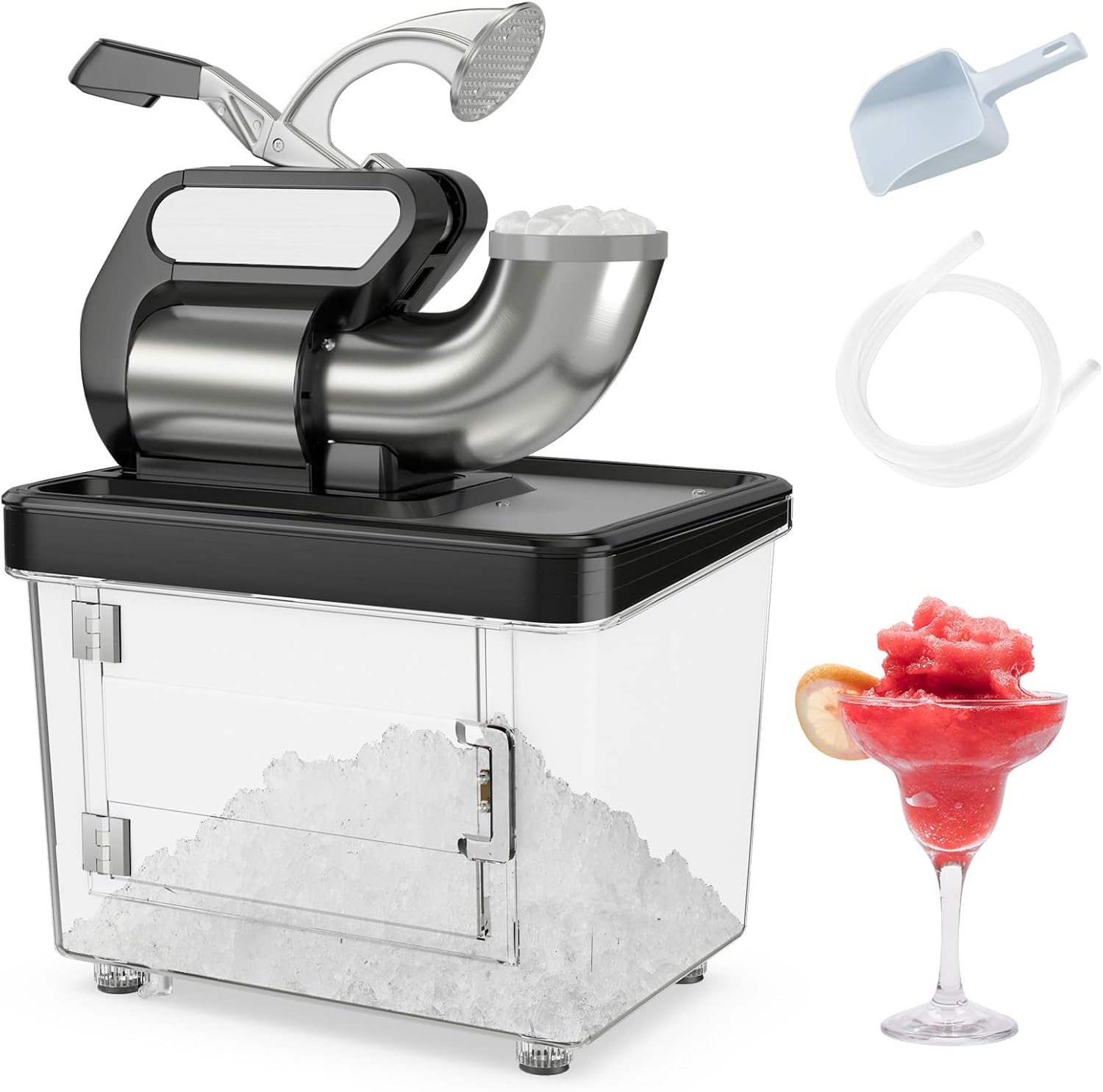 Electric Ice Crusher, 660 LBS/H Snow Cone Machine with Dual Blades, 300W ETL Approved Shaved Ice Machine for Home Parties, Restaurants and Bars (Black)