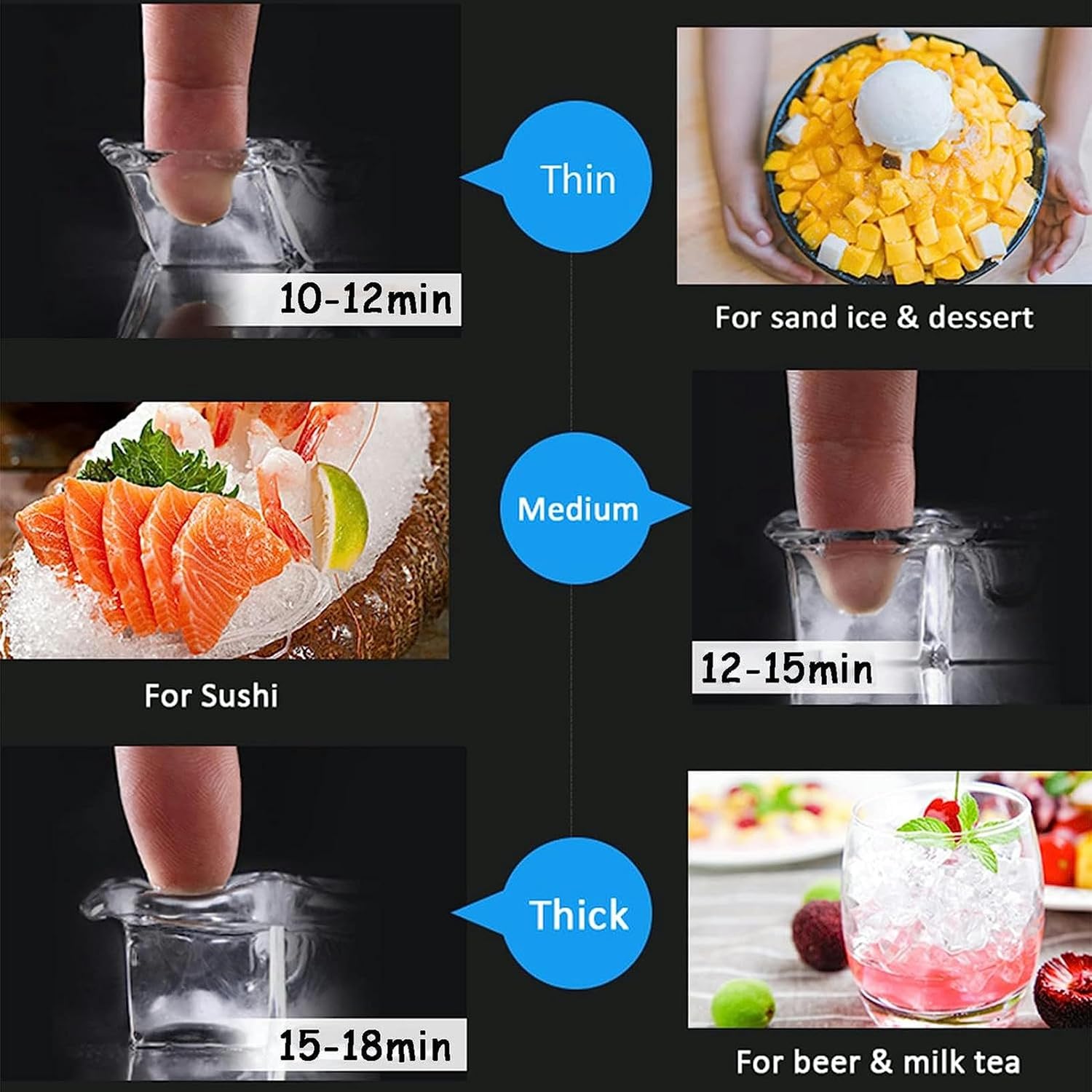 Ice Cube Makers, Ice Makers Countertop 120W, 55LB/24H Ice Making, 2.9LB Ice Storage, One-Button ing + Smart LCD Screen, Portable Ice Maker Machine, for Kitchen, Milk Tea Shop, Restaurant,Faucet - Image 2