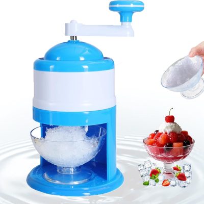 Portable Premium Slush Machine, Slushy Maker and Slush Ice Machine, Ice Crusher with Manual Crank, Ideal for Crushed Ice, Slushie and Snow Cone BPA Free (Blue)