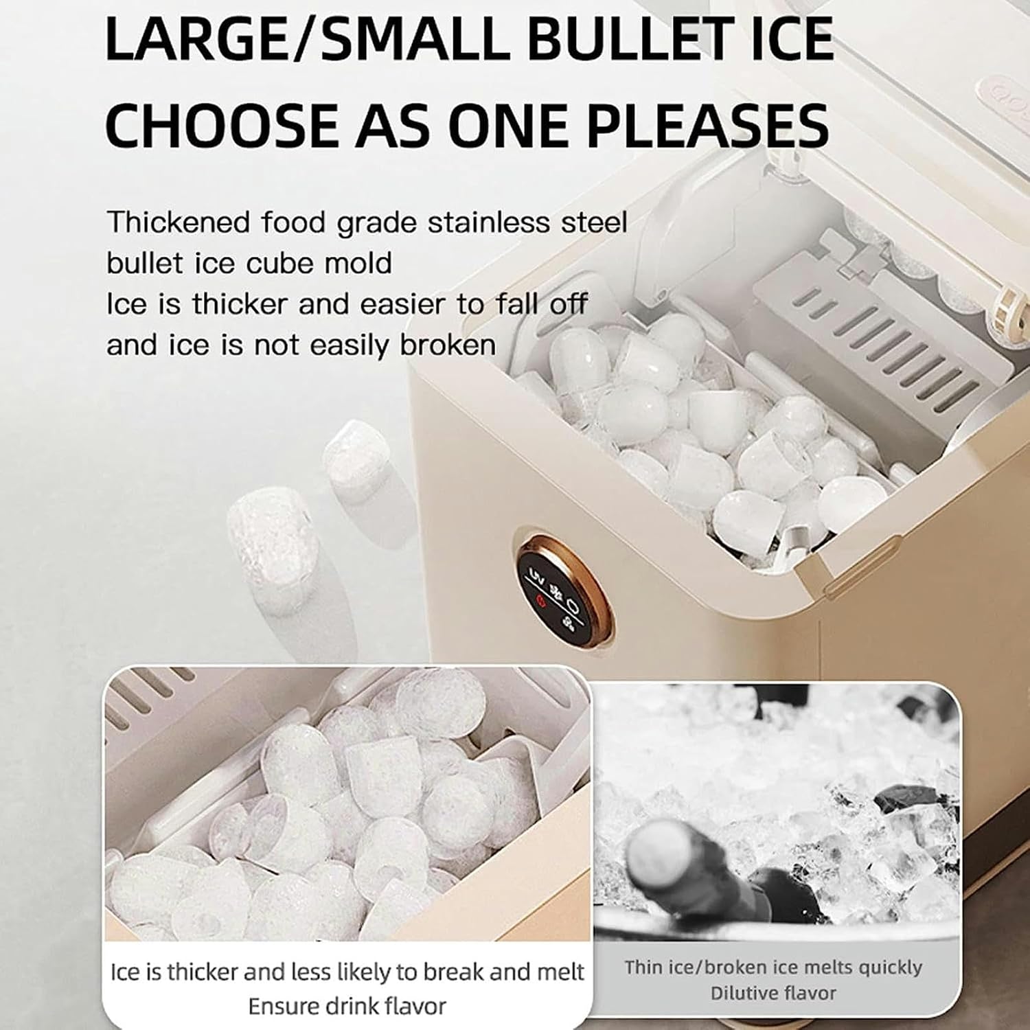 Ice Cube Makers, Ice Makers Countertop, 33Lbs/24 Hours of Ice, Portable Compact Ice Maker Machine, 9 Cubes Ready in 6 Mins, 2 Size Ice Cubes, Self-ing Ice Machine with Ice Scoop, Basket - Image 2