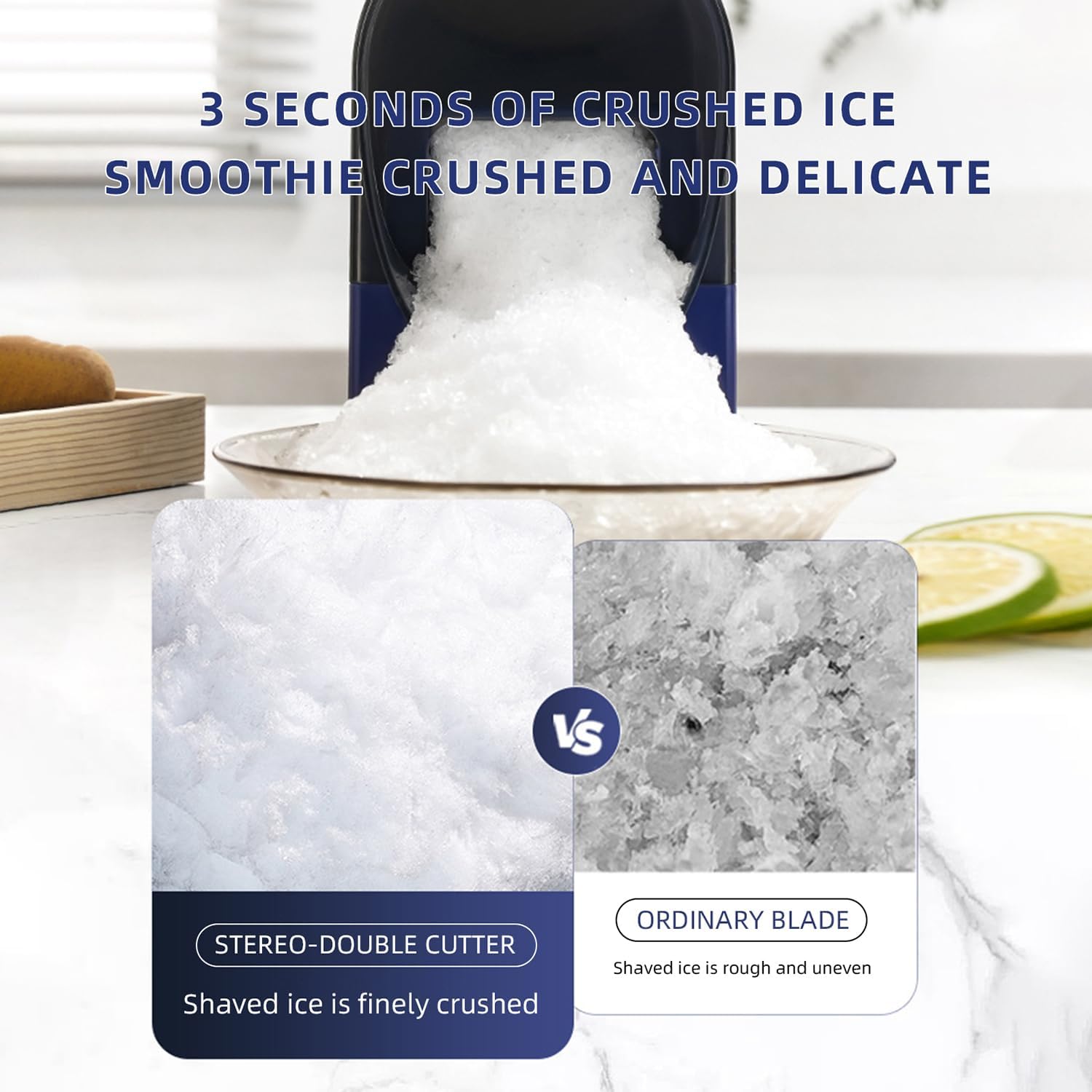 Electric Ice Crusher Ice Shaver Machine, Battery Powered Snow Cone Machine With Double Blades, Quick Crush In 3s, Crushed Ice Maker Shaved Ice Machine For Home&commercial Use - Image 2