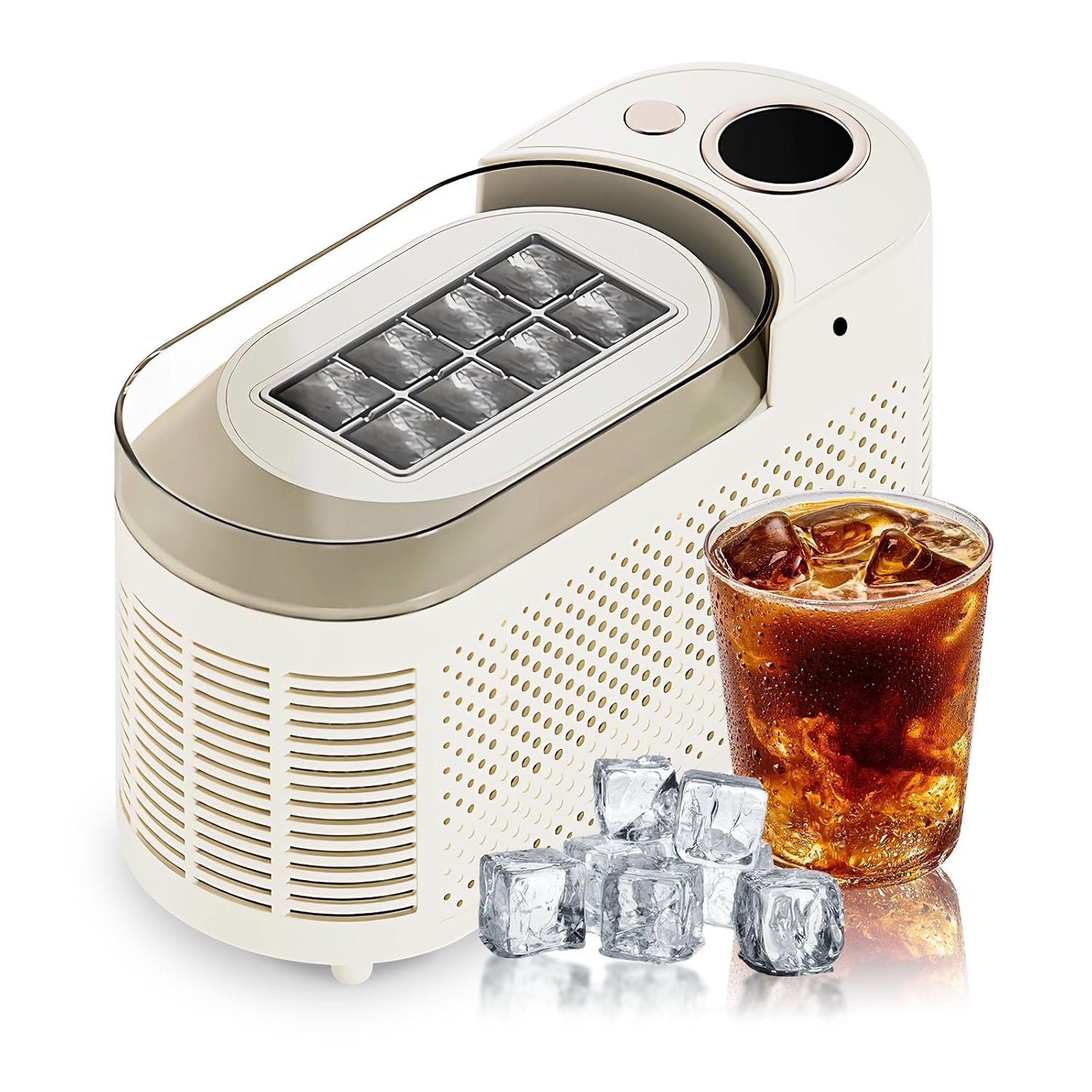 Portable Countertop Ice Maker Machine with Ice Tongs, 8 Cubes in 10 Mins, Compact Mini Ice Maker for Home/Camping/Office Bar/Party/Car