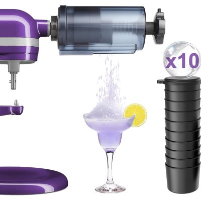 Shaved Ice Attachment for  Stand Mixer,Upgraded Snow Cone Machine Accessory with 10Reusable Ice Molds,Professional Shaved Ice Maker Accessories for Fluffy Snow-like Texture,Fits All
