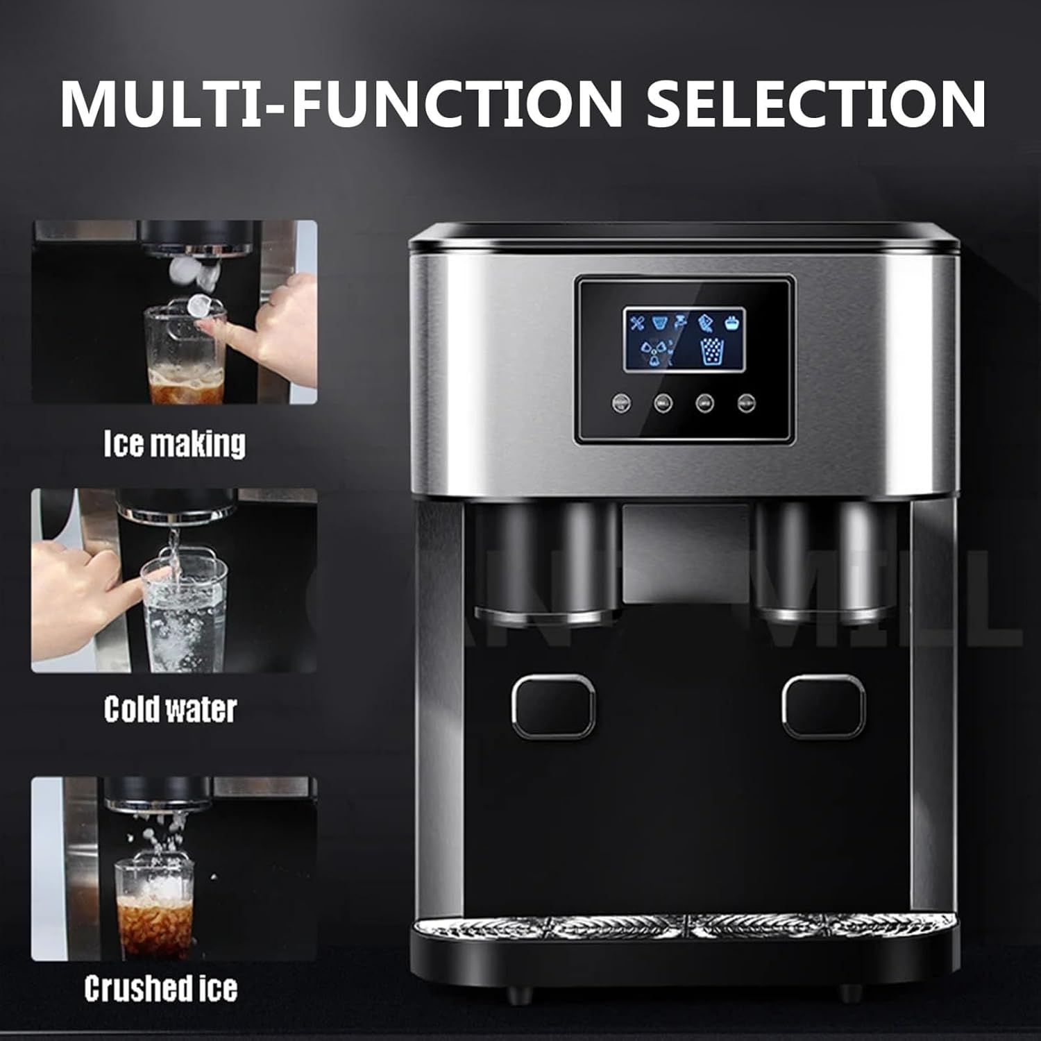 3-in-1 Ice Maker Machine Counter Top, Ice Crusher Machine,16 Ice Cubes In 9 Mins, 2 Sizes Of Ice, 15 Kg In 24 Hrs, 2 Water Inlet Methods, Ice Cube Maker & Cold Water Dispenser For Bar, Office - Image 2