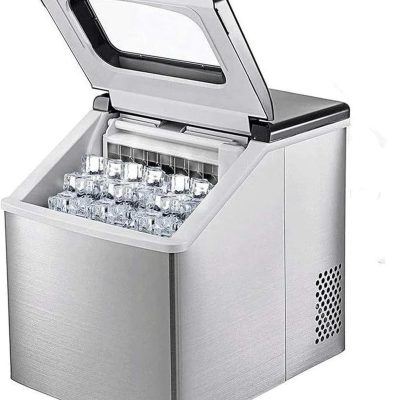 Ice Cube Makers, Ice Maker, Stainless Steel Ice Maker Machine Counter Top Home, Ice Making Cycle 13-25 mins, 40 lbs/24H, for Kitchen Home Bars