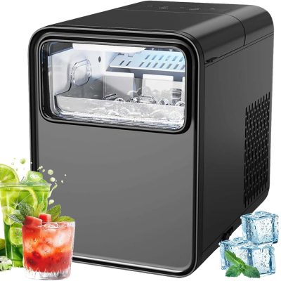 1.5lice Maker Machine Counter Top For Home, 2 Sizes Of Bullet Nugget Ice Maker With Ice Shovel & Anti-slip Pad, 2 Pcs Ice Sizes, Ready In 6 Mins, 12kg/12h, Ice Maker For Kitchen, Party, Bar