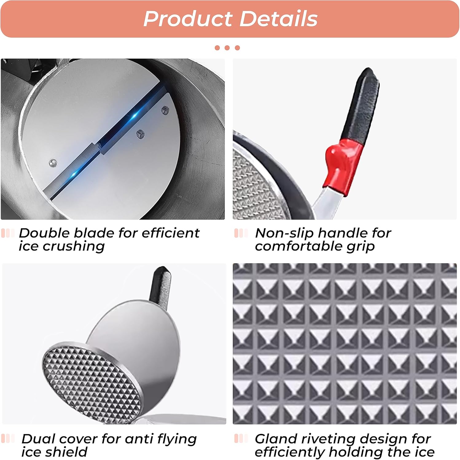 Electric Ice Crusher, Automatic Ice Shaver, Shaved Ice Machine with Stainless Steel Dual Blade for Shaved Ice and Snow Cone, Suitable for Home & Commercial Use (Silver) - Image 2